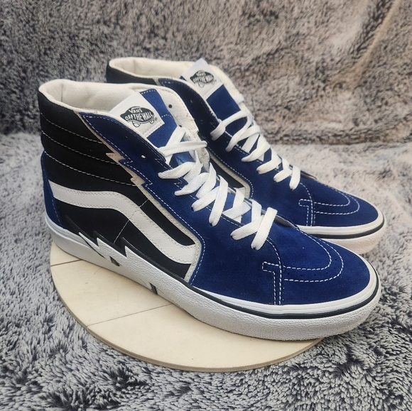 Vans Sk8 Hi Bolt True Blue Black Suede Canvas Sneakers Men's Size 11 - Picture 1 of 9